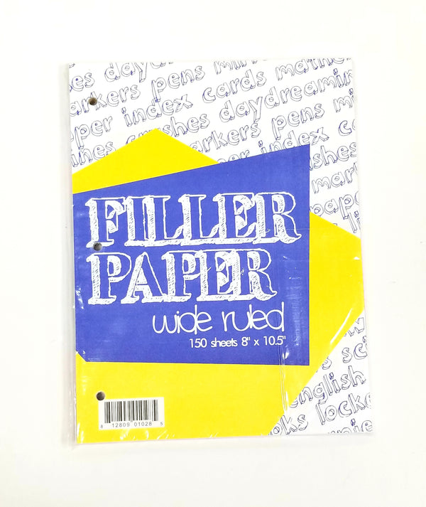 Filler Paper Wide Ruled 150 Sheets 8"x10.5"