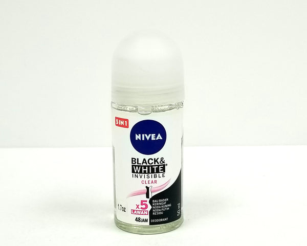 Nivea Invisible Black & White 48H Protection Deodorant Roll-On 1.7oz 50ml